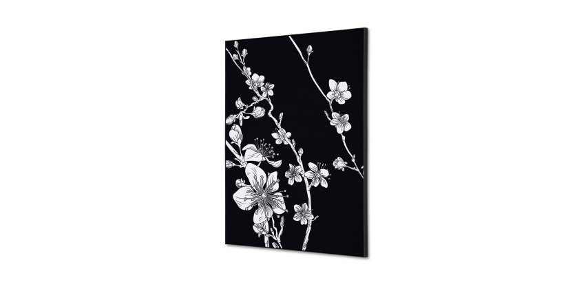 Spannstoff Wanddekoration SET A2 Japanische Kirschblüte Schwarz