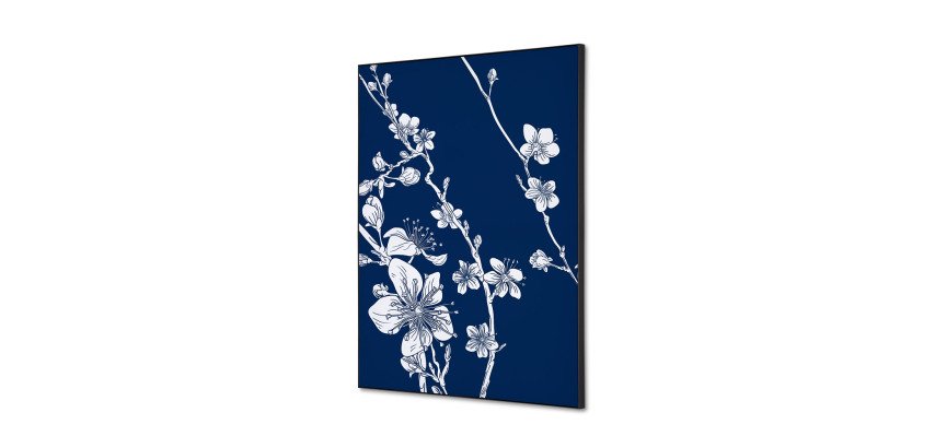 Spannstoff Wanddekoration SET A2 Japanische Kirschblüte Blau