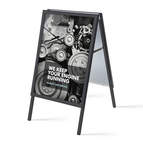 Caballete Publicitario A1 Esquinas en Inglete 32 mm Negro