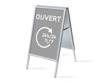 Chevalet A1 Komplett-Set Ouvert 24/7 Grise Français