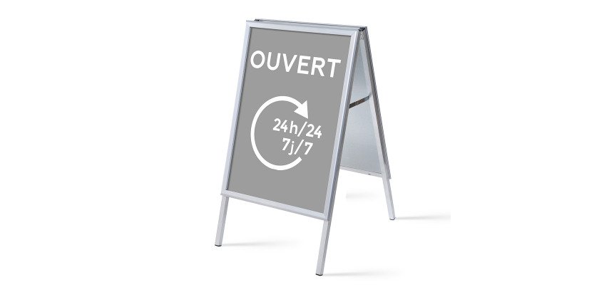 Chevalet A1 Komplett-Set Ouvert 24/7 Grise Français