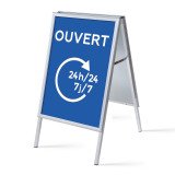 Chevalet A1 Komplett-Set Ouvert 24/7 Bleu Français