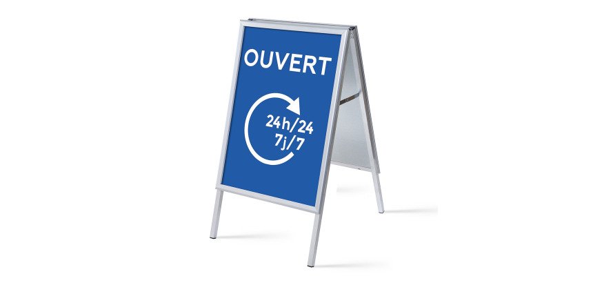 ensemble Complet Chevalet A1 Ouvert 24/7 Bleu Français