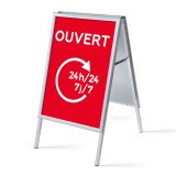 Chevalet A1 Komplett-Set Ouvert 24/7 Rouge Français