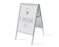 Présentoir fixe A1 Komplett-Set S'inscrire içi Gris Français