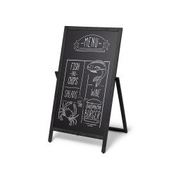 Pizarra de Caballete de Madera Volteable 55 x 105 cm Negro