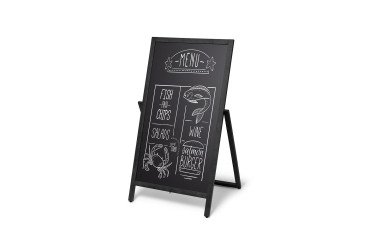 Pizarra de Caballete de Madera Volteable 55 x 105 cm Negro