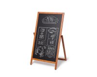 Pizarra de Caballete de Madera Volteable 55 x 105 cm Marrón Claro