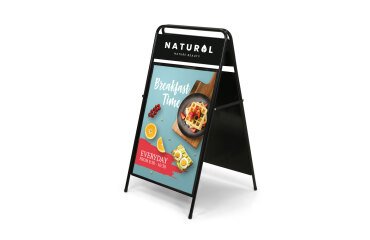 Caballete de Acero con panel para logotipo A1