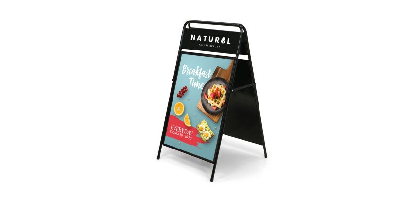 A-Board Elegant Stahl mit Logoplatte A1