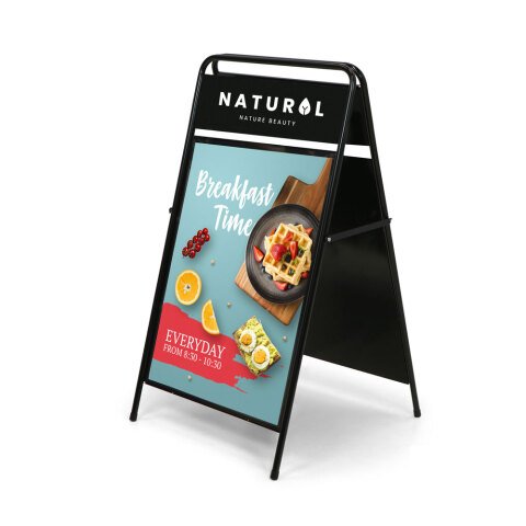 Caballete de Acero con panel para logotipo A1