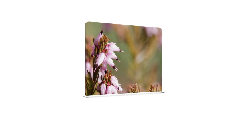 Cloison déco horizontale en tissu motif bruyère rose