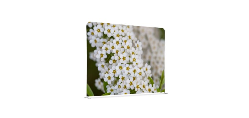 Cloison horizontale double en tissu motif fleur de Spirée blanche