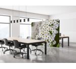 Cloison horizontale double en tissu motif fleur de Spirée blanche