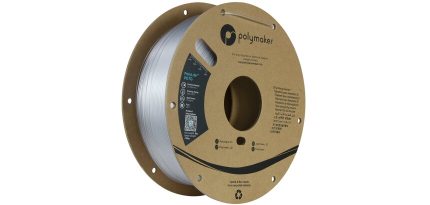 Polymaker PB01011 3D-Druckmaterial PETg (polyethylenterephthalat-glykolisiert) Transparent 1 kg