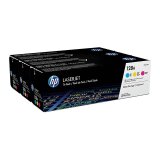 HP 128A - pack de 3 - jaune, cyan, magenta - original - LaserJet - cartouche de toner (CF371AM)