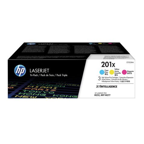 HP 201X - pack de 3 - à rendement élevé - jaune, cyan, magenta - original - LaserJet - cartouche de toner (CF253XM)