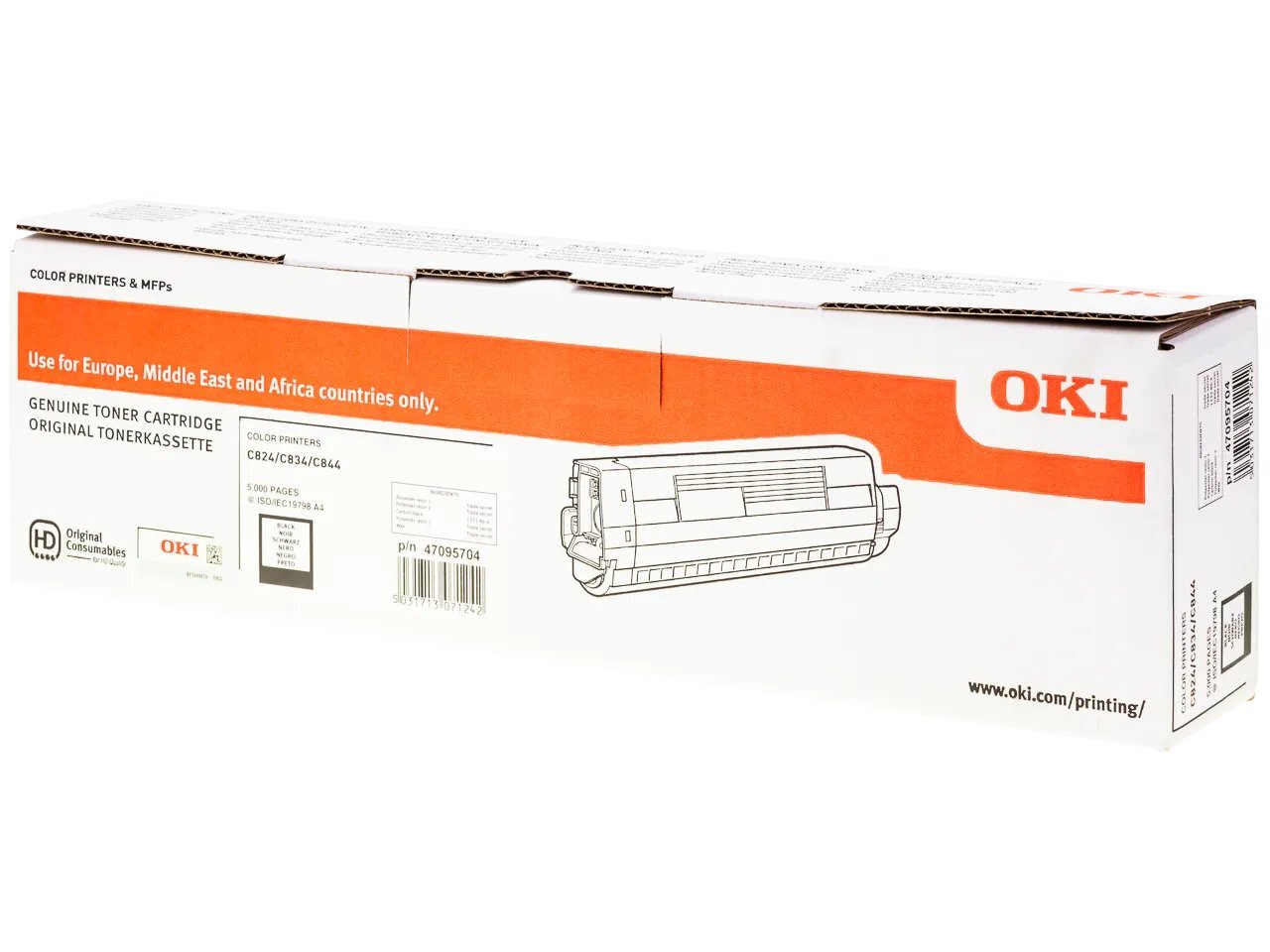 47095704 OKI C824 Toner Black 5000Pages on bruneau.lu