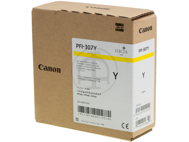 Canon PFI-307 Y yellow original ink tank on