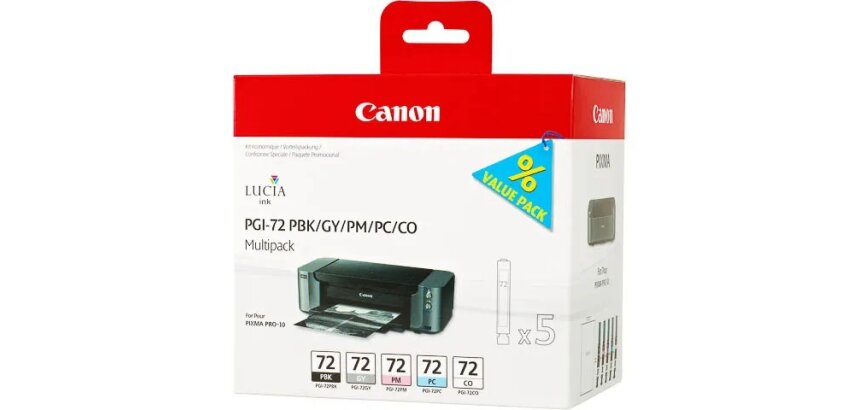 Canon PGI-72 PBK/GY/PM/PC/CO Multipack - 5-pack - gray, photo black, photo cyan, photo magenta, chroma optimizer - original - ink tank