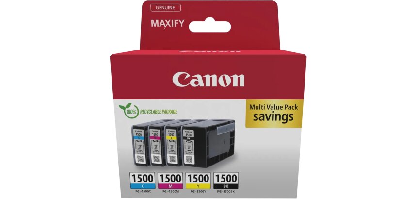 Canon PGI-1500 BK/C/M/Y Pack Tintenpatronen 4 Farben für Tintenstrahldrucker