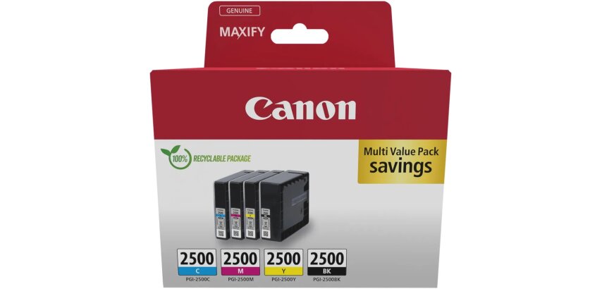 Canon PGI-2500 BK/C/M/Y 4-color cartridge pack for inkjet printer