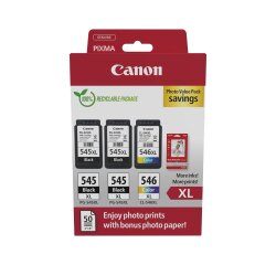 Canon photo value pack 2 x PG-545XL + 1 x CL-546XL, 300 - 400 pagina's, OEM 8286B015, 4 kleuren