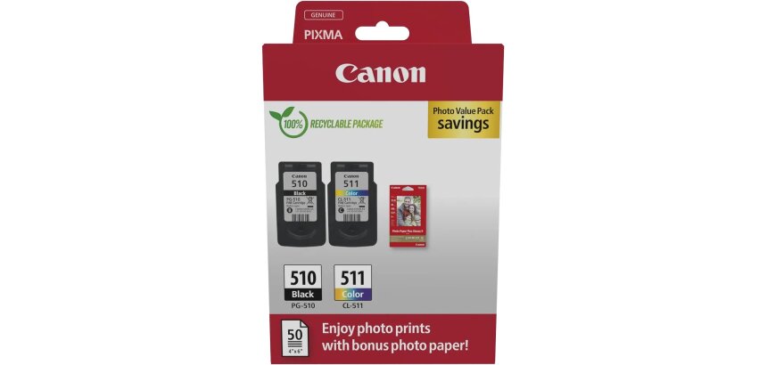 Canon cartouche d'encre PG-510 en CL-511, 220 pages, OEM 2970B017, 4 couleurs