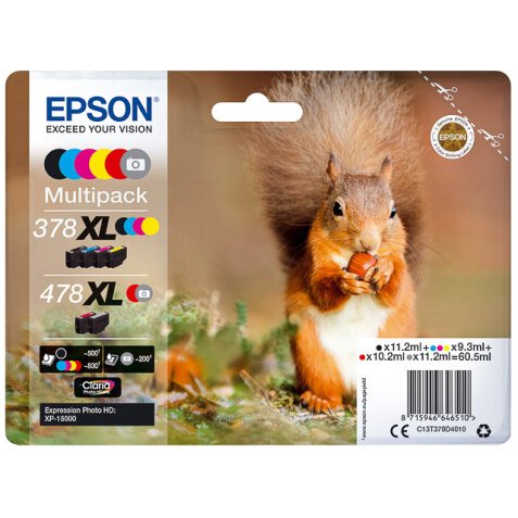 Epson 478XL Multipack - 6er-Pack - mit hoher Kapazität - Grau, Schwarz, Gelb, Cyan, Magenta, Rot - original - Tintenpatrone