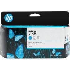 HP 738 130-ml Cyan DesignJet Ink Cartridge cartouche d'encre 1 pièce(s) Original Rendement standard