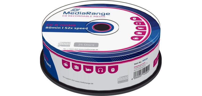 CD-R MediaRange 700MB|80min 52x speed, 25 stuks