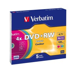 Verbatim Colours - DVD+RW x 5 - 4.7 GB - storage media