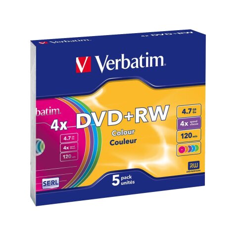 Verbatim Colours - DVD+RW x 5 - 4.7 GB - storage media