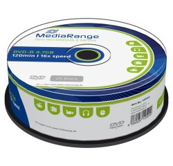 DVD-R MediaRange 4.7GB|120min 16x speed, 25 stuks
