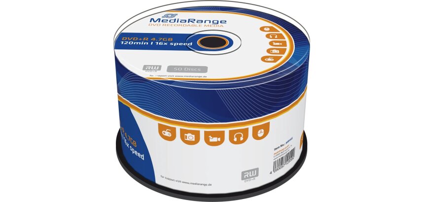 DVD+R MediaRange 4.7GB|120min 16x speed, 50 stuks