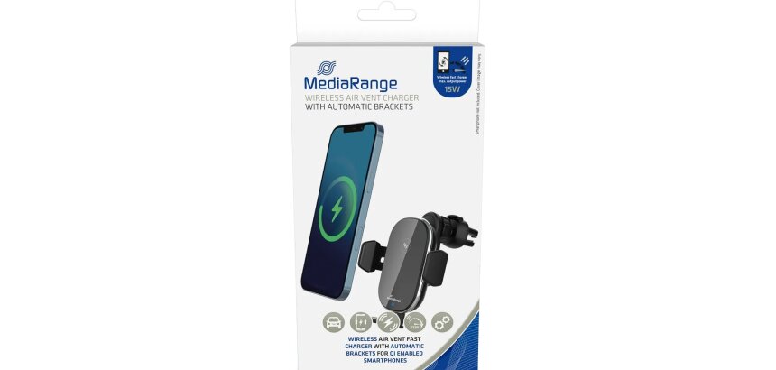 MediaRange MRMA117 Mobile Device Charger Smartphone Black Wireless Charging Fast Auto Charge