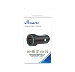 MediaRange MRMA120 mobiler Geräte-Ladegerät Smartphone Schwarz Zigarettenanzünder Schnellladung Auto
