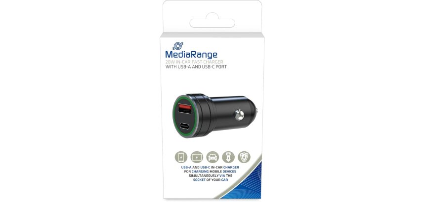 MediaRange MRMA120 Mobile Device Charger Smartphone Black Car Charger Fast Charging Auto