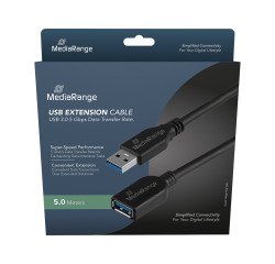 MediaRange MRCS241 USB-kabel USB 3.2 Gen 1 (3.1 Gen 1) 5 m USB A 5 Gbit/s Zwart