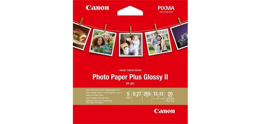 Canon Photo Paper Plus Glossy II PP-201 - fotopapier - hoogglans - 20 vel(len) - 130 x 130 mm - 265 g/m²