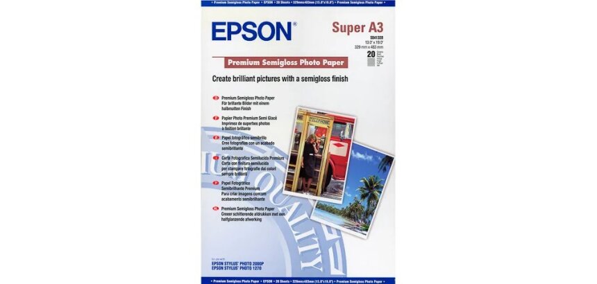 Epson Premium Semigloss Photo Paper - fotopapier - semi-glans - 20 vel(len) - A3 Plus