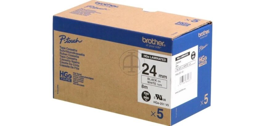 Brother HGE-251V5 - laminated tape - 5 cassette(s) - Roll (2.4 cm x 8 m)