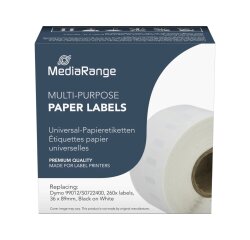 MediaRange ge Schriftband 36x89mm schw/weiß Dymo 99012/S0722400 260Stk