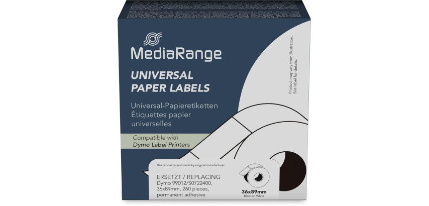 MediaRange ge Schriftband 36x89mm schw/weiß Dymo 99012/S0722400 260Stk