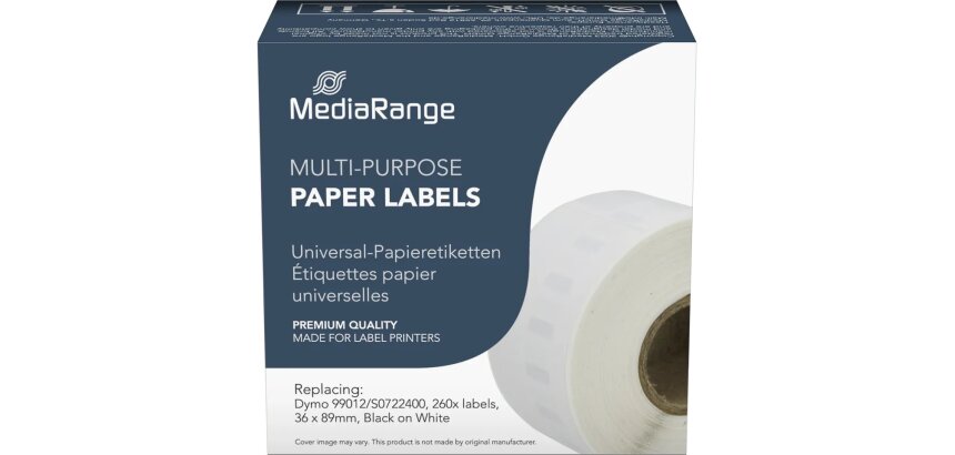 MediaRange tape 36x89mm black/white Dymo 99012/S0722400 260 pcs