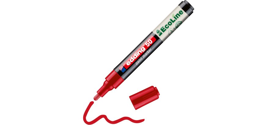 Marqueur edding 50 ecoline peinture base eau pointe      ogive 2/3mm coloris rouge