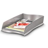 Corbeille à courrier Ellypse en polystyrène superposable 24 x 32 cm - L25,7 x H8,2 x P38 cm taupe
