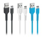 SBS Câble USB Kit câbles USB C-USB A, 1m20 noir,blanc,bleu