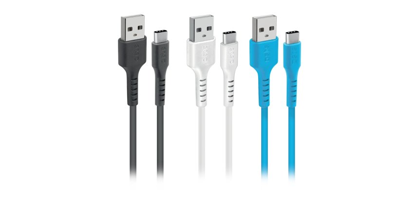 SBS Câble USB Kit câbles USB C-USB A, 1m20 noir,blanc,bleu