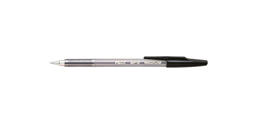 Stylo-bille pilot bp-s écriture moyenne 0.5mm encre douce pointe indéformable rechargeable corps translucide noir
